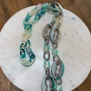 Modern vintage shades of blue/grey linked necklace